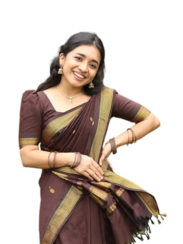 Image of South Cotton Gadwal Saree for Women | Celebrity Inspired Traditional Ethnic Wear | Chettinad & Kalyani Cotton Sarees | Soft Cotton Saree with Blouse Piece