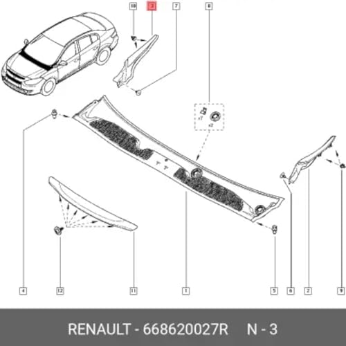 Grilles de baie pare-brise gauche droite Fluence pour rénover votre voiture