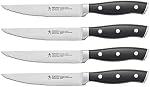HENCKELS Forged Accent 4 Piece Stainless Steel Steak Knife Set - Semi-Serrated, Black Handles