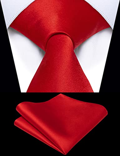 Image of YourTies Zipper Tie for Men Adjustable Pre-tied Satin Neckties and Pocket Square Set Solid Color Business Formal Wedding