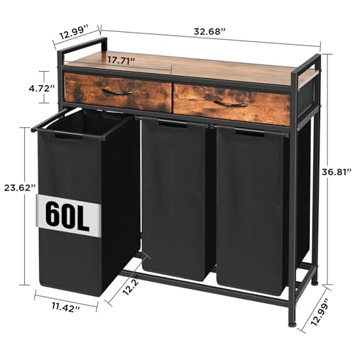 Ollieroo ST103VT01 Laundry Sorter 3 Section, Laundry Hamper thumb #7