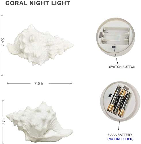 Greenic Portable Conch Shell Beach Themed Night Light W Timer For Kids Adults Bedroom Nightstand Lamp Nautical Lighting Battery Operated, Warm White #TOP4