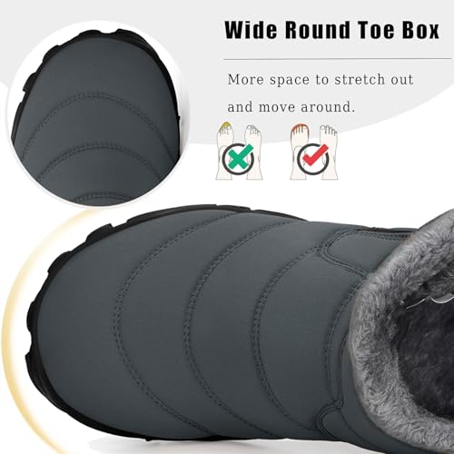 Miniatura 3 de Barefoot Botas Hombre Mujer Invierno Cálido Minimalista Cómodas Forrados Botines De Nieve Caliente Zapatos Fur Forro Aire Libre Boots, Gris Oscuro, 42 Eu
