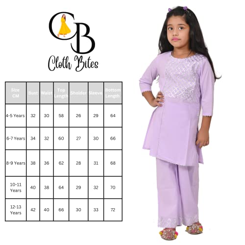 Image of Rayon Kurta Pant Set for Girl Child, Gota Work Kurti with 3 /4 Selvess, Round Neck Traditonal Dress,Ethnic Wear Kurti for Kids