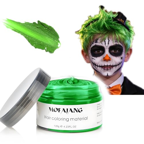 Green Temporary Hair Dye Wax Natural Instant Hair Color Wax Pomades 4.23 oz, Hair Styling Clay for Party, Cosplay, Halloween, Christmas