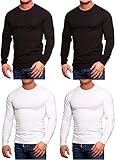 o-neck knitted t-shirt ✓ Kragenform: O-Ausschnitt JACK & JONES Herren 4er Pack Basic Langarm Shirt Longsleeve Sweatshirt O-Neck Rundhals Weiß Schwarz Blau Grau (4er Pack Mix 2, M)
