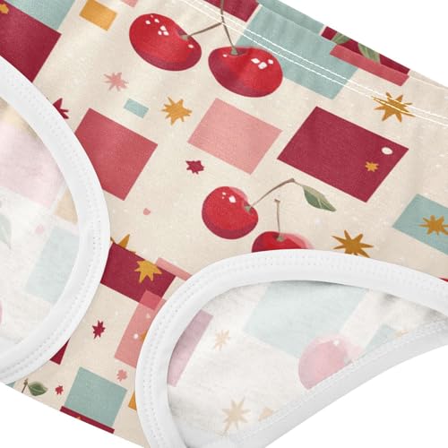 Wusikd Cherry Squares Girls' Underwear Cotton Stars (2) Girls Briefs Soft Toddler Underwear 2T4