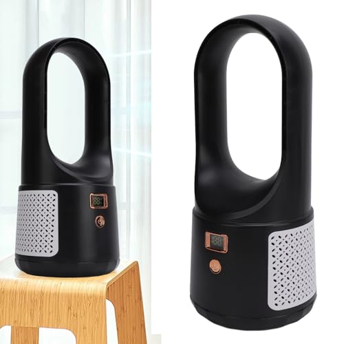 Oreilet Desk Fan Bladeless, Portable Quiet Cooling Table Fan with LED Display 6 Speeds Wind