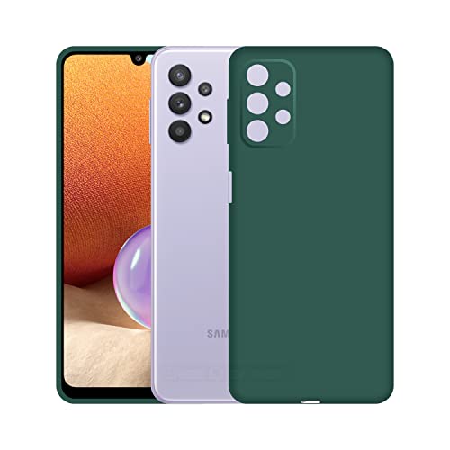 Image of Case Creation Liquid TPU Silicone Cover for Samsung Galaxy A32 4G Soft Case,Anti-Dirty Slim Case Frosted Matte TPU Raised Bezel (Splash of Color) Back Case Cover for Samsung Galaxy A32 4G -Lake Green