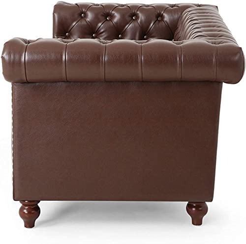 Image of Luxury Velvet 2 Seater Chaise Lounge Sofa - Tufted Chesterfield Modern Couch with Button Tufted Back Elegant Lounge Couch for Living Room, Bedroom, Office