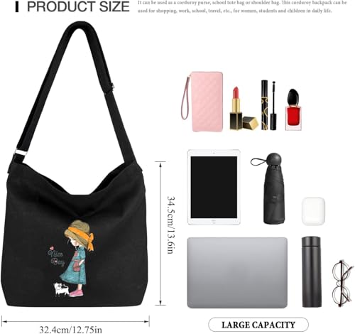 Image of Lify Women's Retro Large Size Canvas Shoulder Bag Hobo Crossbody Handbag Casual Tote - 1 Piece