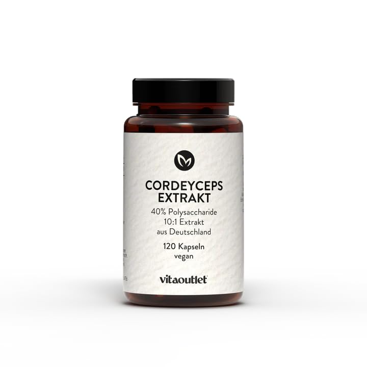 vitaoutlet | Cápsulas de extracto de Cordyceps | 120 Cápsulas | Vegano | Materia prima premium de China | Cordyceps sinensis | de fabricación propia