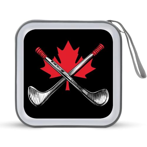 Canada Ice Hockey Maple CD Case Plastic DVD Case Holder Wallet Disc Storage Organizer for Car Travel