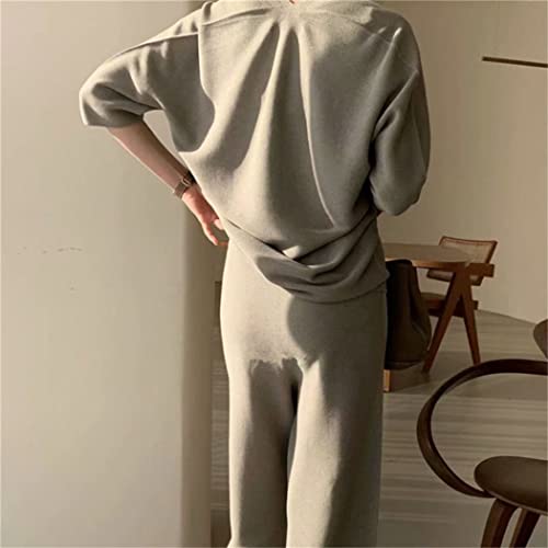 Ensemble tricot femme anti-compression pull ample pantalon large confortable