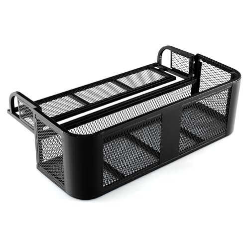GYMAX Autogepäckkorb, ATV Frontladekorb/Heckablagekorb aus Metall, hängende Aufbewahrungskörbe, leichter Transportkorb, Schwarz (Heckträger: 104 x 67 x 32cm)