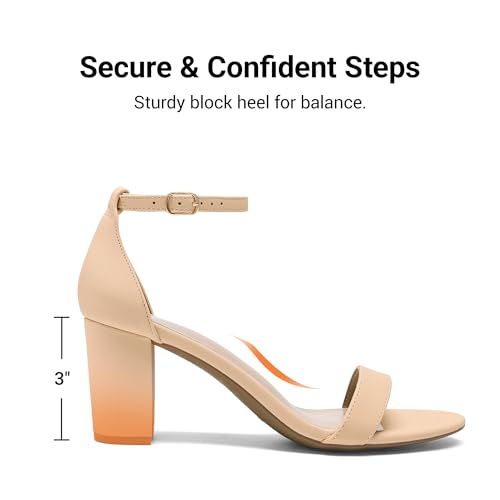 DREAM PAIRS DREAM PAIRS Women's Chunk Low Heel Pump Sandals,Size 6,Nude/Nubuck,CHUNK