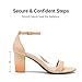 DREAM PAIRS Women's Chunk Low Heel Pump Sandals,Size 8,Nude/Nubuck,CHUNK