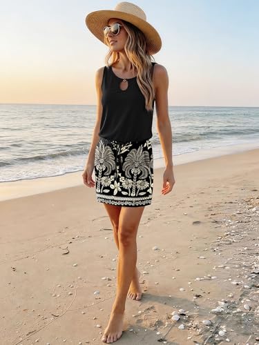 Image of SAUKOLE Women's Flutter Sleeveless Leopard Print Ruffle Hem Swing Dress Cocktail Party Dresses