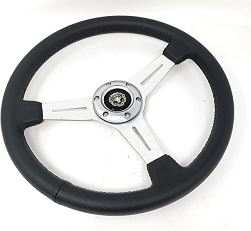 New World Motoring Yamaha Golf CART & Polaris Rhino Silver Steering Wheel W/Billet Adapter 3 Spoke