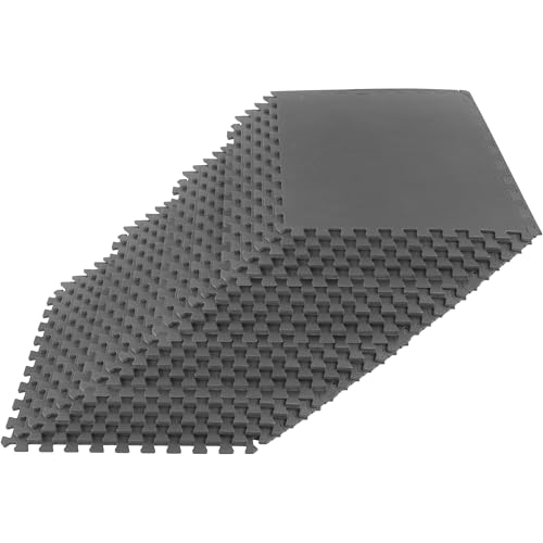 Image of EVA Foam Mat Tiles 24-Pack - 96 SQ FT of Interlocking Padding for Garage, Playroom, or Gym Flooring - Exercise Mat or Baby Playmat by Stalwart (Gray)