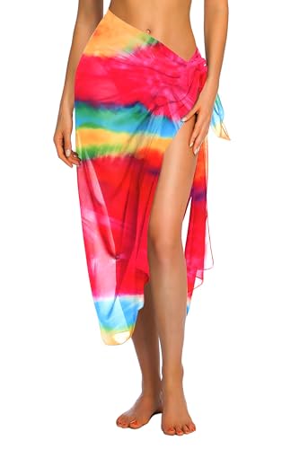Image of Ekouaer Women Sarong Swimsuit Coverups Chiffon Long Bikini Wraps Sheer Beach Bathing Suit Cover Up