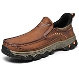 Zapatillas de Senderismo Hombre, Zapatos para Caminar Cuero, Deportivas Casual Sneakers Zapato Deportivos para Viajes al Aire Libre Khaki 42