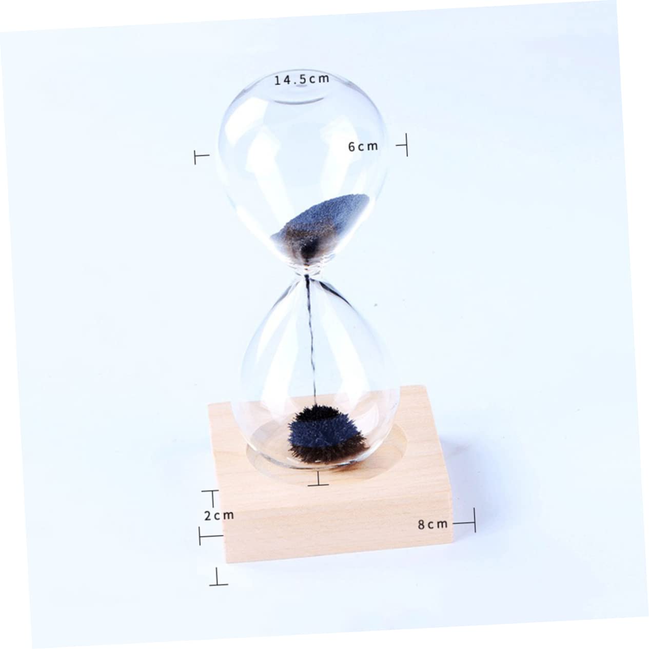 BCOATH Elegant Black Sand Hourglass Magnetic Hourglass Timer for Desktop Decor Birthday Friends