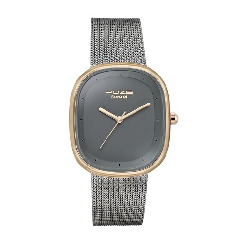 Sonata Poze Quartz Analog Grey Dial Mesh Strap Watch for Women-SP80073KM01W (B0CXDKF8XY) Amazon Price History, Amazon Price Tracker