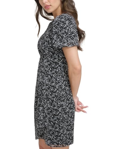 Image of DKNY Women's Short Sleeve Boat Neck Side Ruched Dress