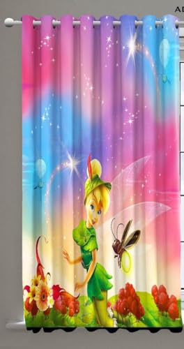 Image of 3D Printed Fairy Design Girls Room Curtains for Kids Room, Decorative Window parde for School, 4x9 feet, Pack of 2 pcs