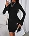 BTFBM Fall Dresses for Women 2025 Fashion Bodycon Bell Long Sleeve Mock Neck Party Club Outfits Going Out Mini Dress(Black, Large)