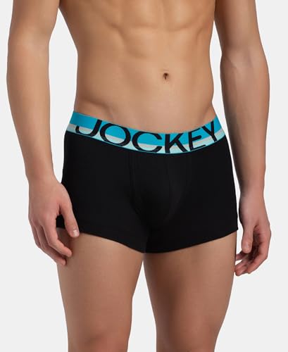 Image of Jockey FP03 Men Super Combed Cotton Rib Solid Trunk with Ultrasoft Waistband