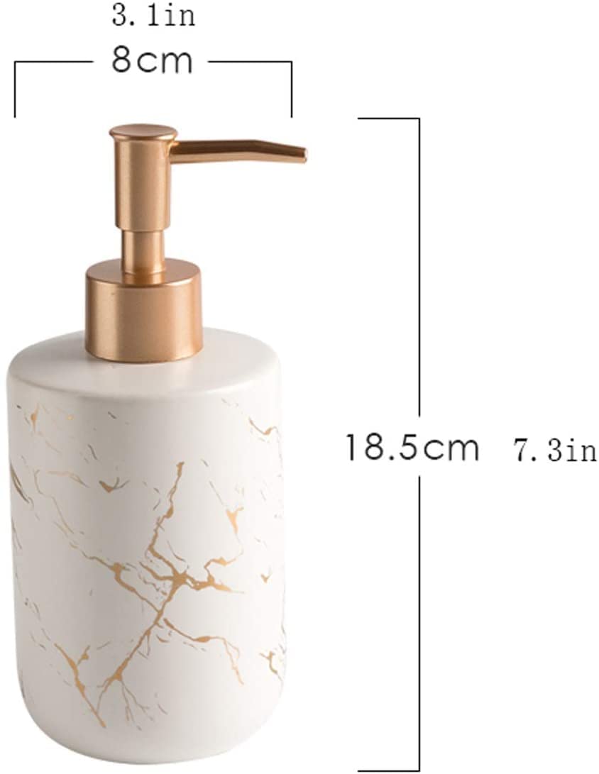 Dispenser di sapone per le mani ricaricabile per bagno dell'hotel, motivo marmo dorato, dispenser di sapone in ceramica, dispenser di sapone, gel doccia, shampoo, bottiglia d'acqua, bottiglie di lozio