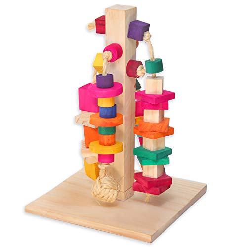 Brinquedo Totem em Pínus e Sisal Para Coelhos