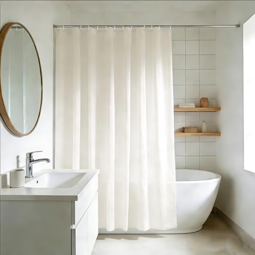 YISURE Rideau de Douche Beige Tissus Lavable Hydrofuge 200 x 220cm