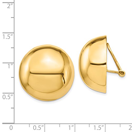 14K Yellow Gold Omega Clip 24Mm Half Ball Non-Pierced Clip-On Earrings #TOP4