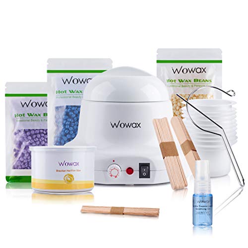 Professional Wax Warmer Kit, Home Waxing Kit Hair Removal Kit Set with 3 Flavors Hard Wax Beans, Stripless Brazilian Hard Wax Tin and More for Women Men