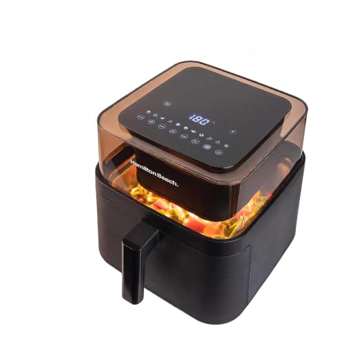 Hamilton Beach Digital Air Fryer, 1700W Power, 7.2L Capacity, Air fryer for Home, 360° View to Monitor Cooking, Digital Display with 12 Preset Menus, Dehydrate, Keep Warm, Touch Controls, Black