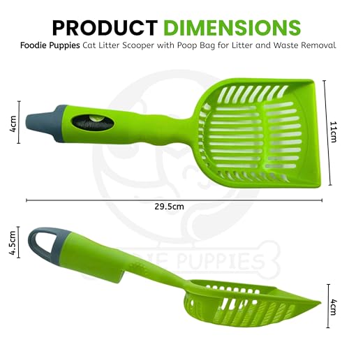 Image of Foodie Puppies Durable Cat Litter /Poop Scooper - (Color May Vary) | Easy to Scoop, Comfortable Grip Handle | Scoop Cum Shovel Suitable for Cats, and Kittens (Scooper with Poop Bag)