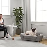 PawHut Hundesofa für kleine Hunde, Hundebett mit abnehmbarem und waschbarem Kissen, Haustiersofa mit Nietendekoration, 10 kg, Grau