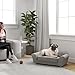 PawHut Hundesofa für kleine Hunde, Hundebett mit abnehmbarem und waschbarem Kissen, Haustiersofa mit Nietendekoration, 10 kg, Grau