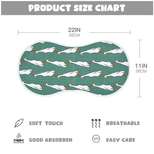 Muslin Burp Cloths for Baby Boys and Girls - 2-Pack Ultra Absorbent Cute Indian Runner Ducks Muslin Washcloths, Newborn Towel, Milk Spit Up Rags, Burp Cloth Bib for Unisex, 22 x 11 Inch2