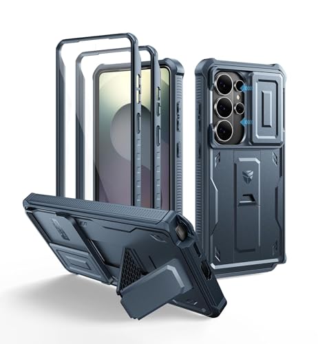 Image of Dexnor for Samsung Galaxy S26 Ultra Case with Upgraded Slide Camera Cover & 2 Front Frames & Built-in Screen Protector & Kickstand, Heavy-Duty Rugged Case Full-Body Protective Cover(2026),Navy Blue