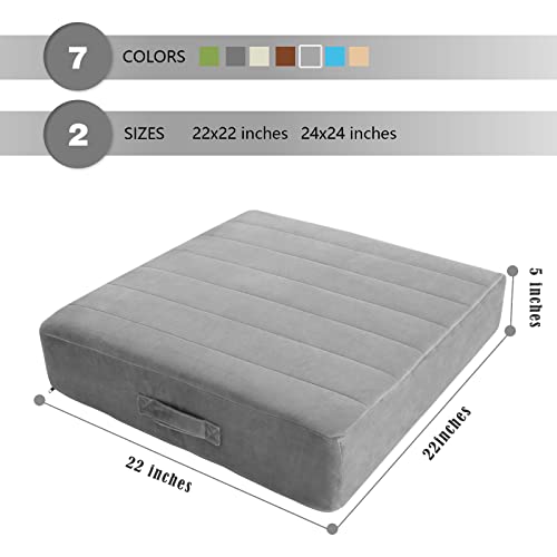 Memorecool Square Floor Pillow Seating For Adults Kids, Large Meditation Cushion Floor Pillow With Thick Foam & Soft Tufted Cover, Washable Big Pillow Seat Floor Cushion For Sitting Yoga, 22" Grey #TOP6