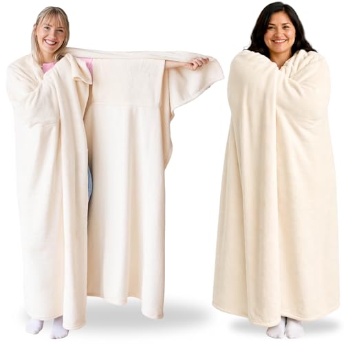 Product Image of the Super Blanky Wearable Blankets for Women - Mothers Day Gift for Her, Adult Comfy Wearable Blanket Men, Easter Gift for Women, Easter Gifts for Teens, Wife Birthday Gift Ideas - Ivory Cream