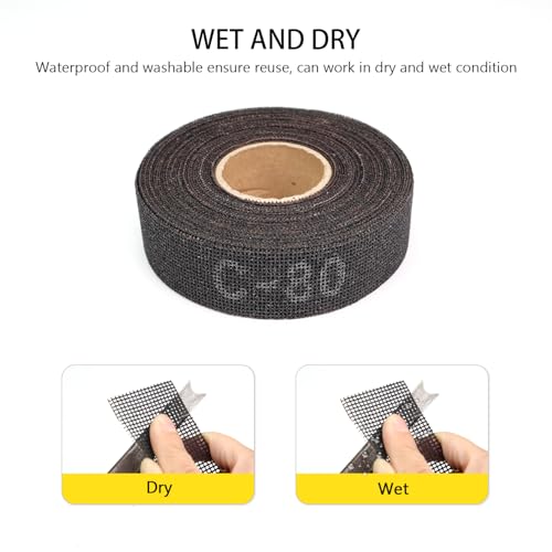 Image of SCOTTCHEN Sanding Rolls /Plumbing Sanding Cloth 1-1 /2 inch x 11yd (33 ft) / Plumber's Double Side Open Mesh /Silicon Carbide Grit #80-1Roll