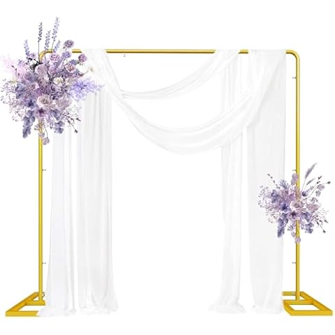 7.2Ft Arch Backdrop Stand, Metal Arch Backdrop Stand, Square Backdrop Stand, Gold Backdrop Stand, Easy to Assemble Wedding Arch for Ceremony, Party, Baby Shower, Birthday, Graduations Decoration Cover