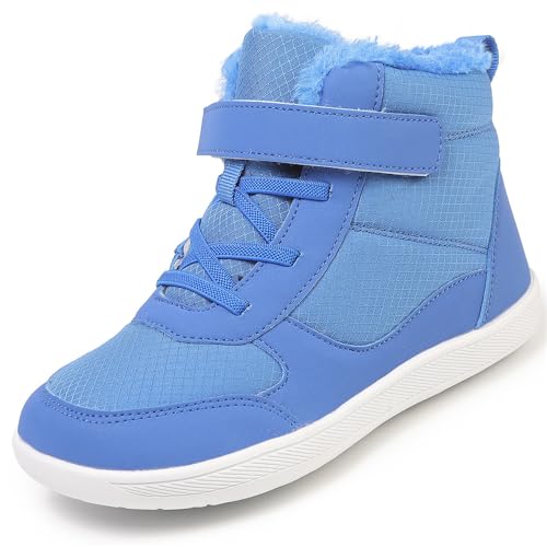 Winter Warm Children's Snow Boots Wide Toe Barefoot Snow Boots Girl Boy Outdoor Casual Shoes Toddler/Little/Big Kids Winter Shoe (D2506-blue, Toddler, 2, Digital, US Shoe System, Wide Leg Pants)