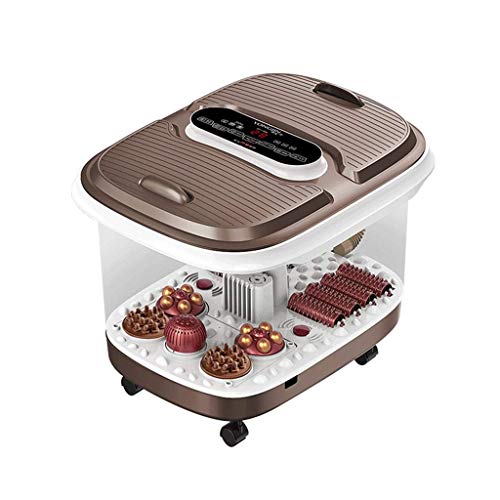 Massagegerät mit doppelter Fußbadewanne mit Temperaturregelung, motorisierten Rollen, Dusche, Zeitschaltuhr und LED-Anzeige zur Entlastung der