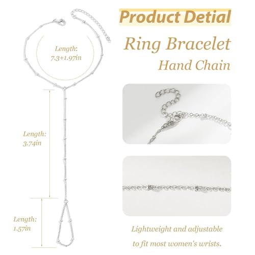 Image of Hand Chain Ring Bracelet for Women Dainty Gold Finger Chain Rhinestone Bracelet Trendy Simple Body Jewelry Gifts